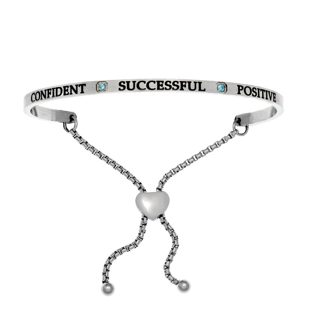 Intuitions Stainless Steel Confident, Successful, Positive December Lite Blue Birthstone Bangle Bracelet