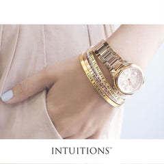 Intuitions Stainless Steel DETERMINED Diamond Accent Cuff Bangle Bracelet
