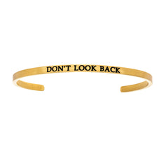 Intuitions Stainless Steel DON’?????????T LOOK BACK Diamond Accent Cuff Bangle Bracelet