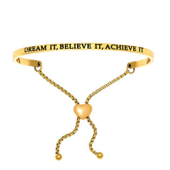 Intuitions Stainless Steel DREAM IT, BELIEVE IT, ACHIEVE IT Diamond Accent Adjustable Bracelet