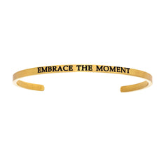 Intuitions Stainless Steel EMBRACE THE MOMENT Diamond Accent Cuff Bangle Bracelet