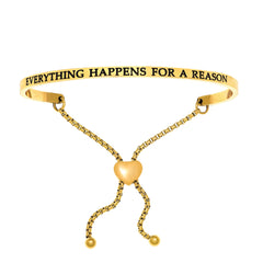 Intuitions Stainless Steel EVERYTHING HAPPENS FOR A REASON Diamond Accent Adjustable Bracelet