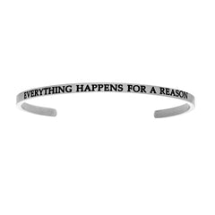 Intuitions Stainless Steel EVERYTHING HAPPENS FOR A REASON Diamond Accent Cuff Bangle Bracelet
