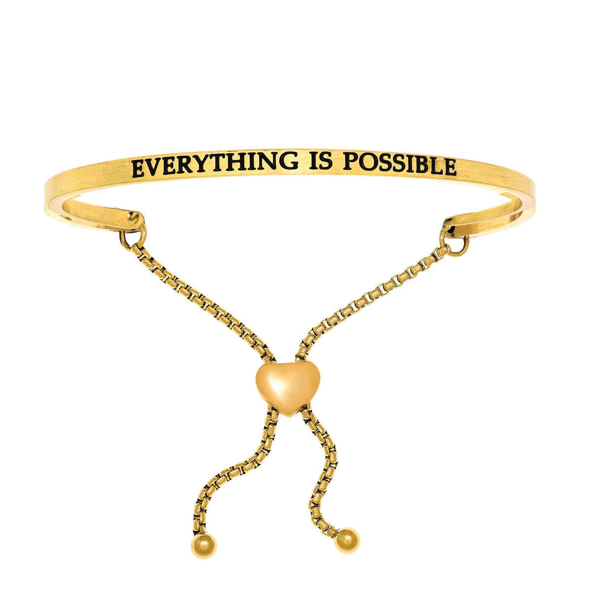 Intuitions Stainless Steel EVERYTHING IS POSSIBLE Diamond Accent Adjustable Bracelet
