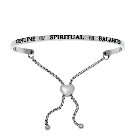 Intuitions Stainless Steel Genuine, Spiritual, Balanced February Purple Birthstone Bangle Bracelet