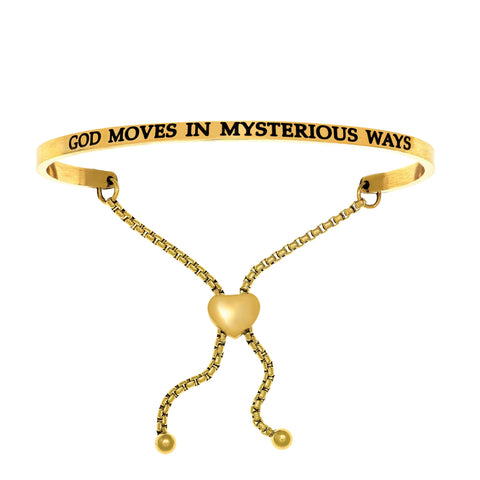 Intuitions Stainless Steel GOD MOVES IN MYSTERIOUS WAYS Diamond Accent Adjustable Bracelet