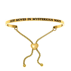 Intuitions Stainless Steel GOD MOVES IN MYSTERIOUS WAYS Diamond Accent Adjustable Bracelet