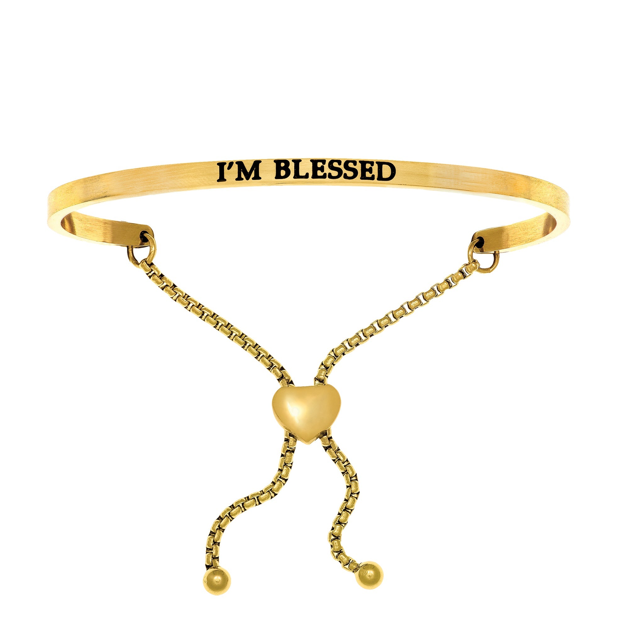 Intuitions Stainless Steel I’?????????M BLESSED Diamond Accent Adjustable Bracelet