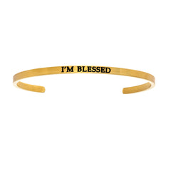 Intuitions Stainless Steel I’?????????M BLESSED Diamond Accent Cuff Bangle Bracelet