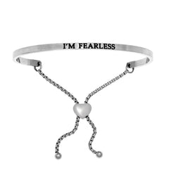 Intuitions Stainless Steel I’?????????M FEARLESS Diamond Accent Adjustable Bracelet