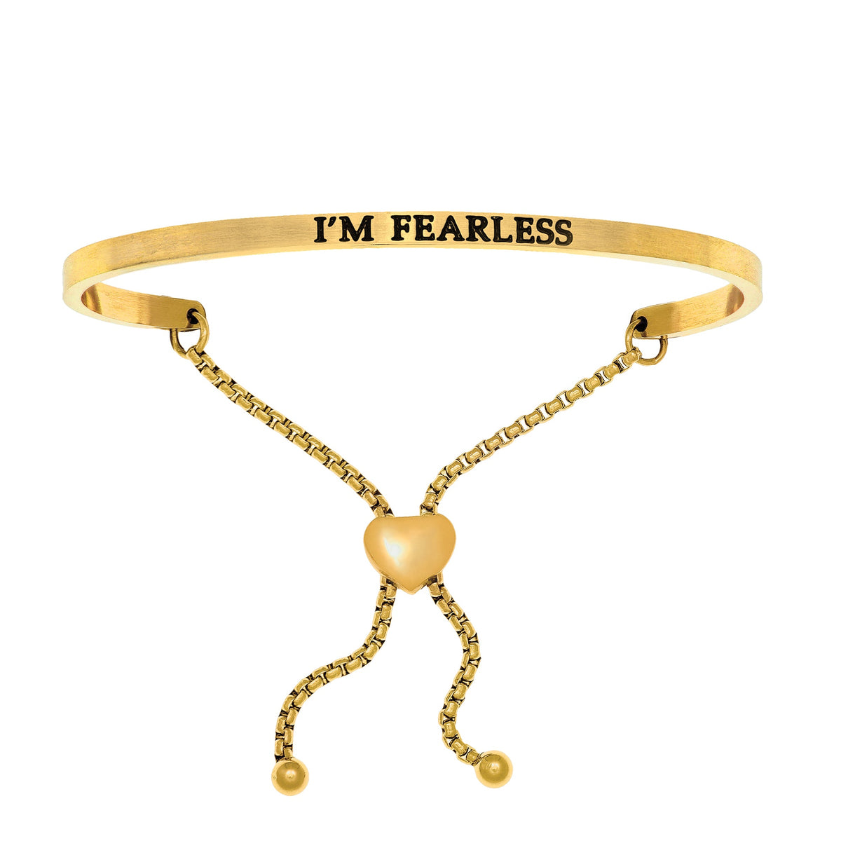 Intuitions Stainless Steel I’?????????M FEARLESS Diamond Accent Adjustable Bracelet