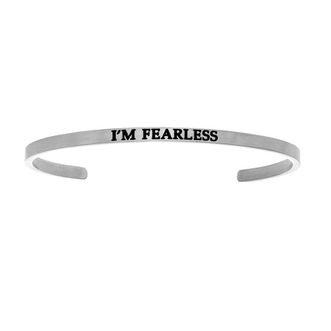 Intuitions Stainless Steel I’?????????M FEARLESS Diamond Accent Cuff Bangle Bracelet