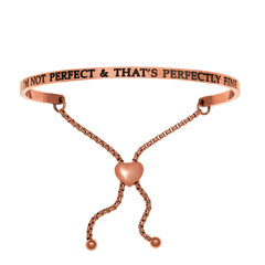 Intuitions Stainless Steel I’?????????M NOT PERFECT & THAT’?????????S PERFECTLY FINE Diamond Accent Adjustable Bracelet