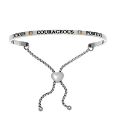 Intuitions Stainless Steel Joyous, Courageous, Positive November Dark Yellow Birthstone Bangle Bracelet