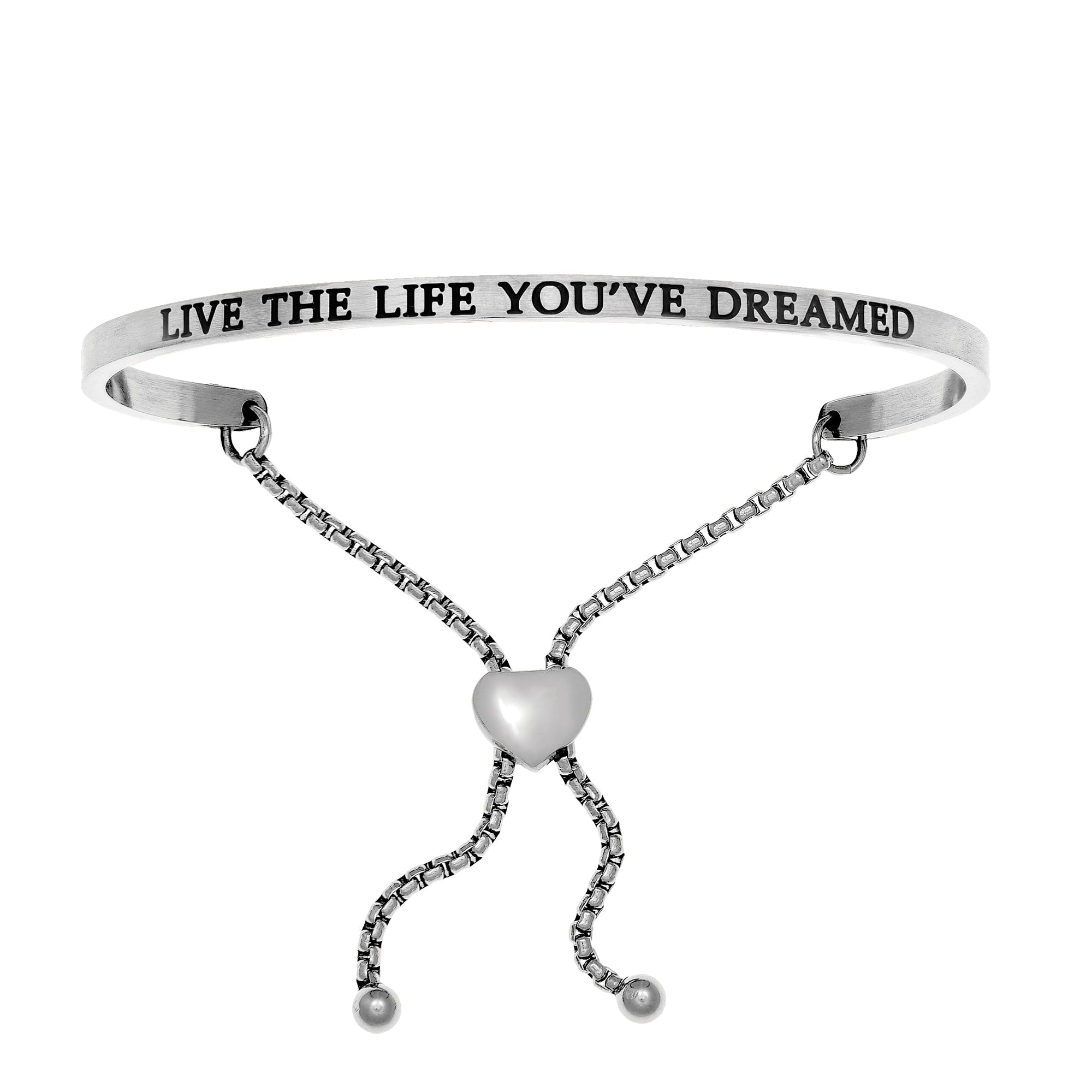 Intuitions Stainless Steel LIVE THE LIFE YOU’?????????VE DREAMED Diamond Accent Adjustable Bracelet