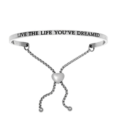 Intuitions Stainless Steel LIVE THE LIFE YOU’?????????VE DREAMED Diamond Accent Adjustable Bracelet