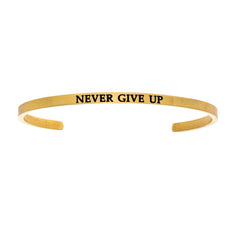 Intuitions Stainless Steel NEVER GIVE UP Diamond Accent Cuff Bangle Bracelet