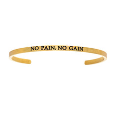 Intuitions Stainless Steel NO PAIN, NO GAIN Diamond Accent Cuff Bangle Bracelet
