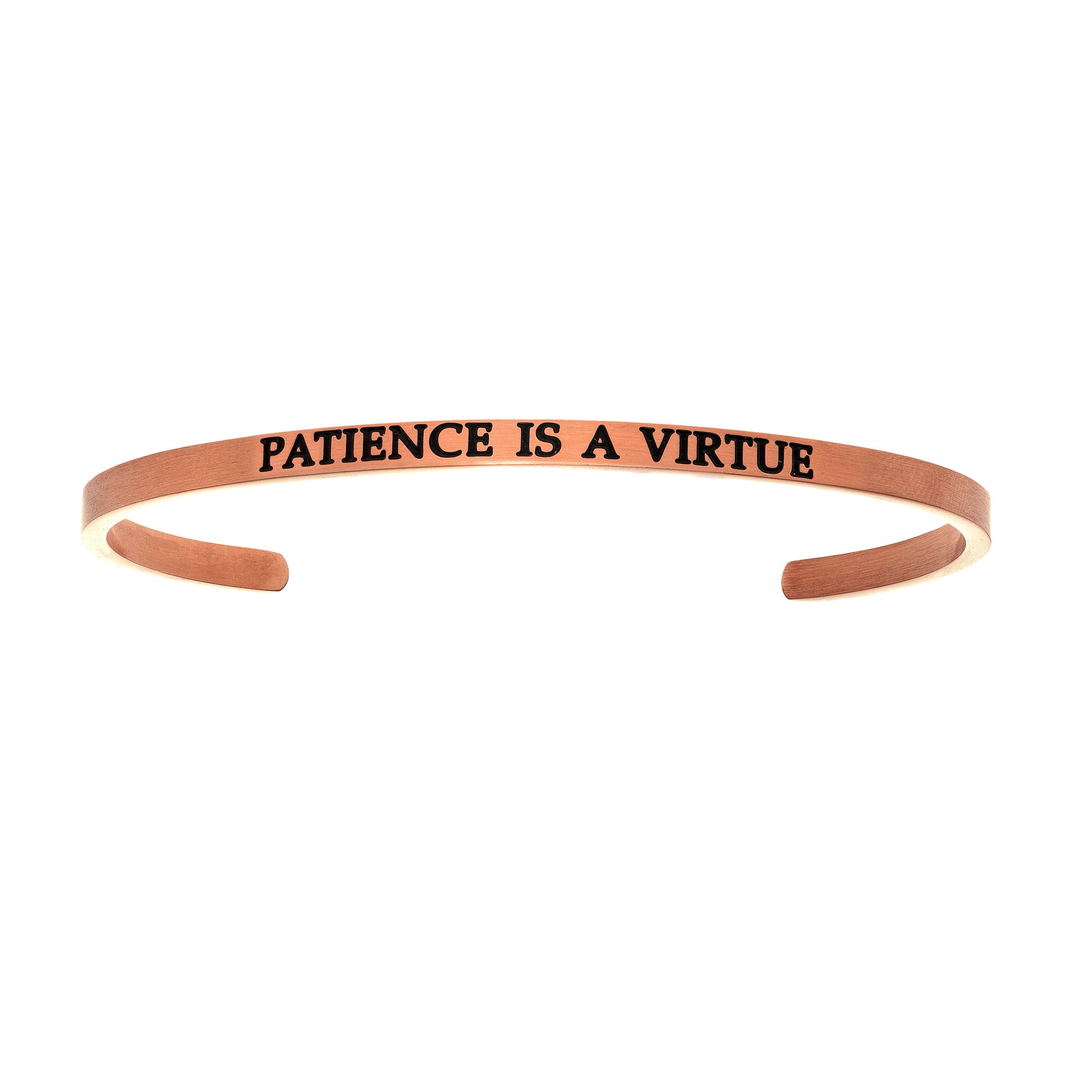 Intuitions Stainless Steel PATIENCE IS A VIRTUE Diamond Accent Cuff Bangle Bracelet