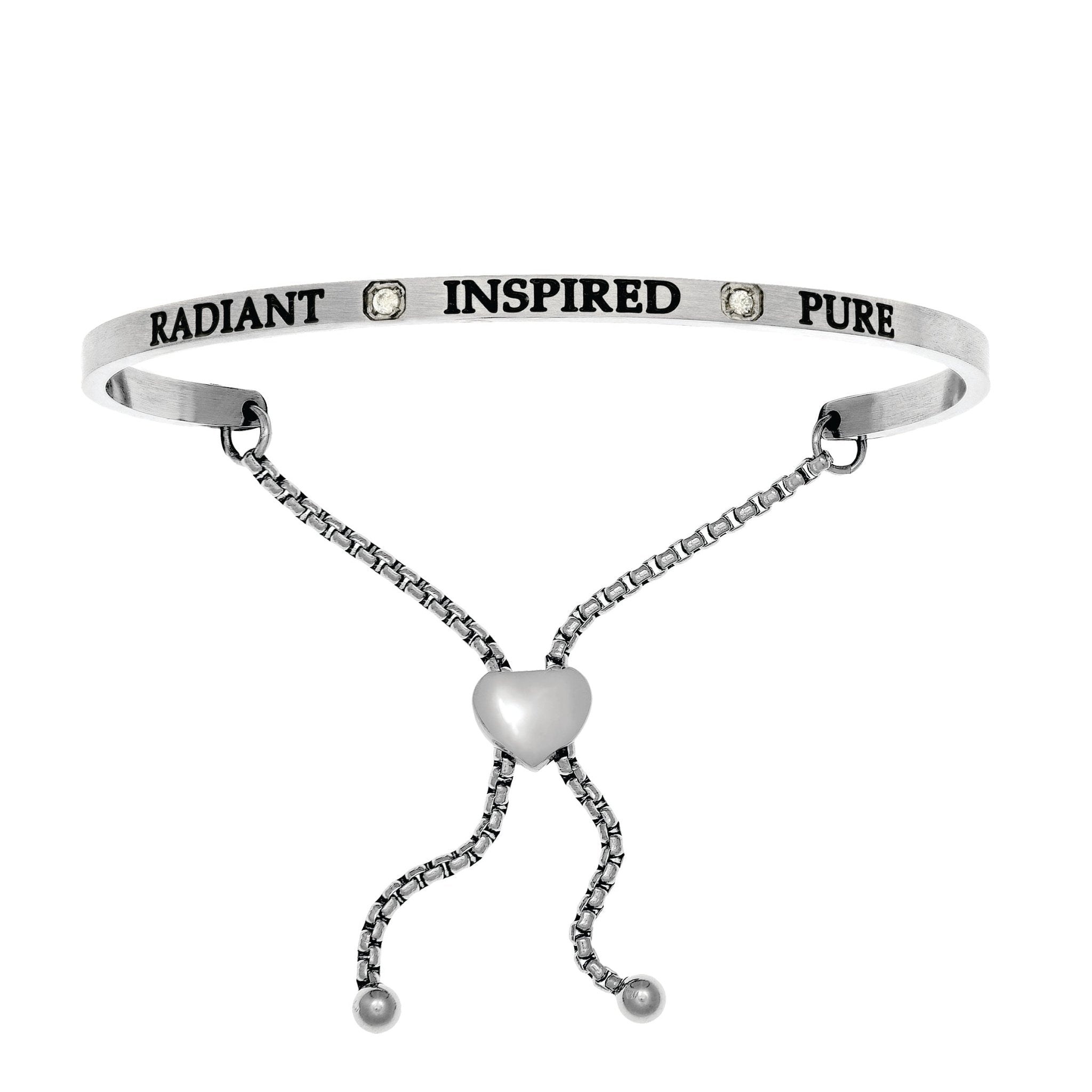 Intuitions Stainless Steel Radiant, Inspired, Pure April Clear Birthstone Bangle Bracelet