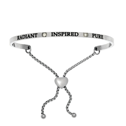 Intuitions Stainless Steel Radiant, Inspired, Pure April Clear Birthstone Bangle Bracelet