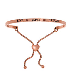 Intuitions Stainless Steel Satin Square Live Love Laugh Bangle Bracelet