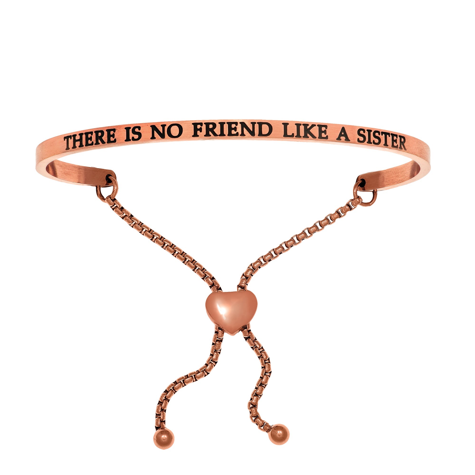 Intuitions Stainless Steel THERE IS NO FRIEND LIKE A SISTER Diamond Accent Adjustable Bracelet