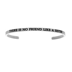 Intuitions Stainless Steel THERE IS NO FRIEND LIKE A SISTER Diamond Accent Cuff Bangle Bracelet