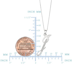 "J" Sterling Silver Rhodium Plated Script Initial Letter With Diamonds On 18 Inch Chain ( 0.05 Tcw) - JewelryAffairs