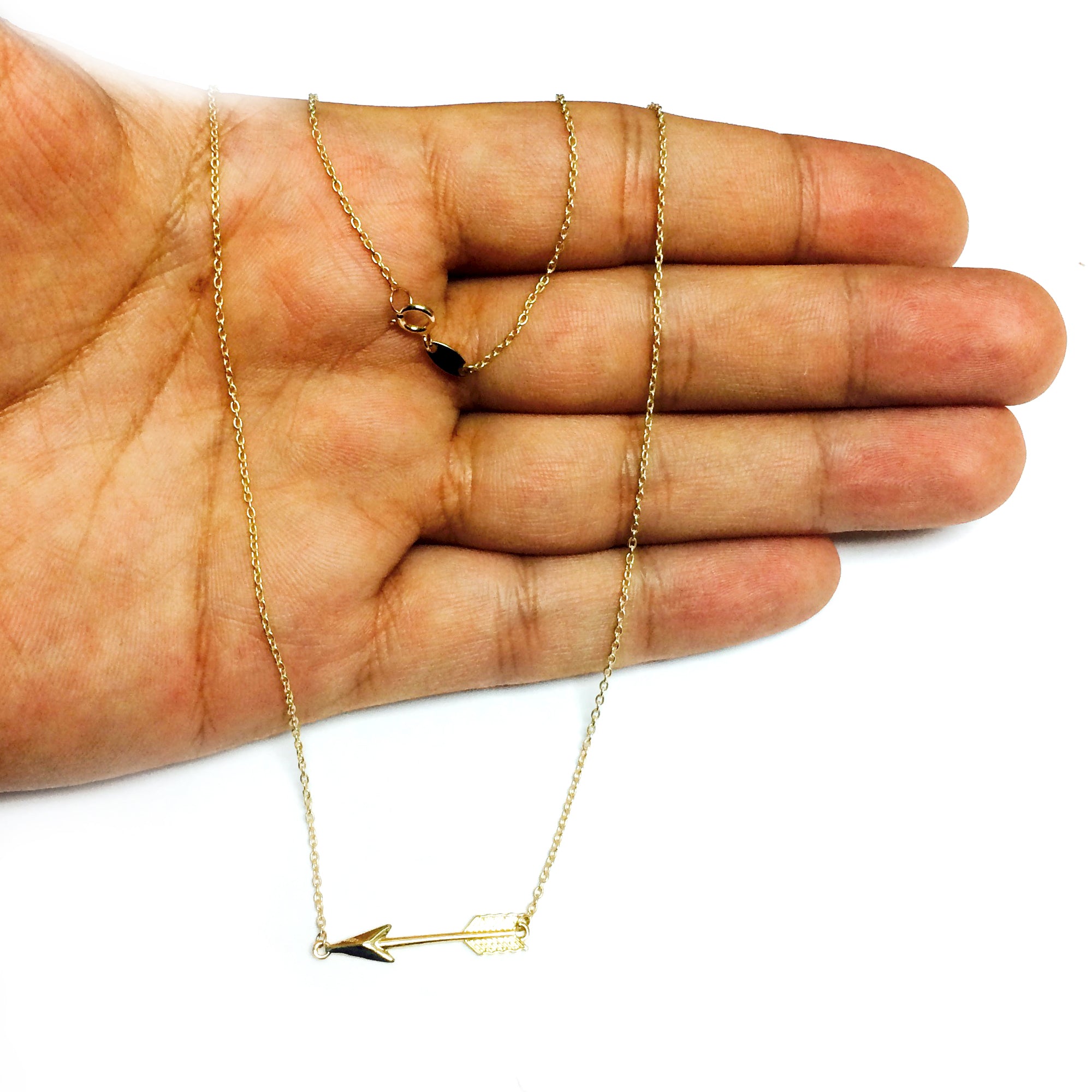 10K Yellow Gold Arrow Pendant Necklace, 18" fine designer jewelry for men and women