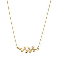 10K Yellow Gold Olive Leaf Pendant Necklace, 18" fine designer jewelry for men and women