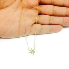 10K Yellow Gold North Star Pendant Necklace, 18" fine designer jewelry for men and women