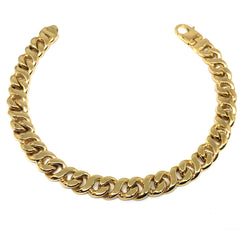 14k Yellow Gold Oval Curb Link Mens Bracelet, 8.5" fine designer jewelry for men and women