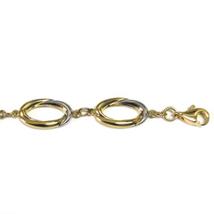 14k Yellow And White Gold Oval Links Bracelet, 7,5" fine designer jewelry for men and women