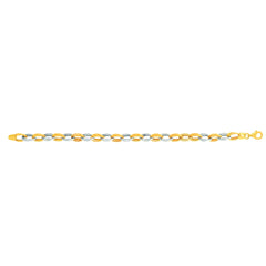 14k Yellow And White Gold Oval Links Bracelet, 7,25" fine designer jewelry for men and women