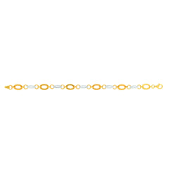 14k Yellow And White Gold Oval Links Bracelet, 7,25" fine designer jewelry for men and women