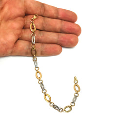 14k Yellow And White Gold Oval Links Bracelet, 7,25" fine designer jewelry for men and women