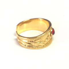 Sterling Silver And 18kt Yellow Gold Overlay Byzantine Adjustable Band Ring fine designer jewelry for men and women