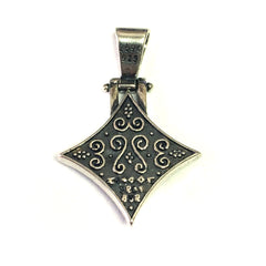 Oxidized Sterling Silver Byzantine Style Rhombus Pendant fine designer jewelry for men and women
