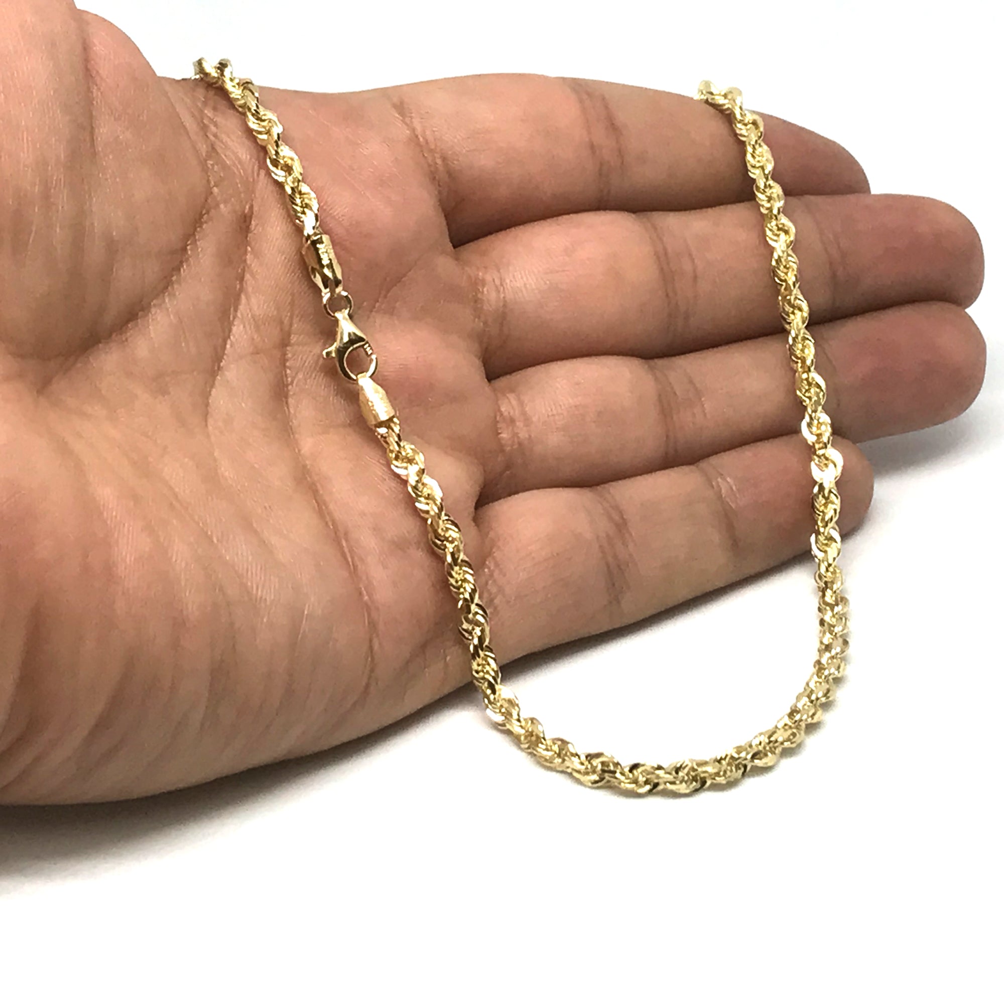 10k Yellow Solid Gold Diamond Cut Rope Chain Necklace, 4.0mm fine designer jewelry for men and women