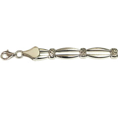 14k White Diamond Cut Bar Shaped Links Bracelet, 7.25" fine designer jewelry for men and women