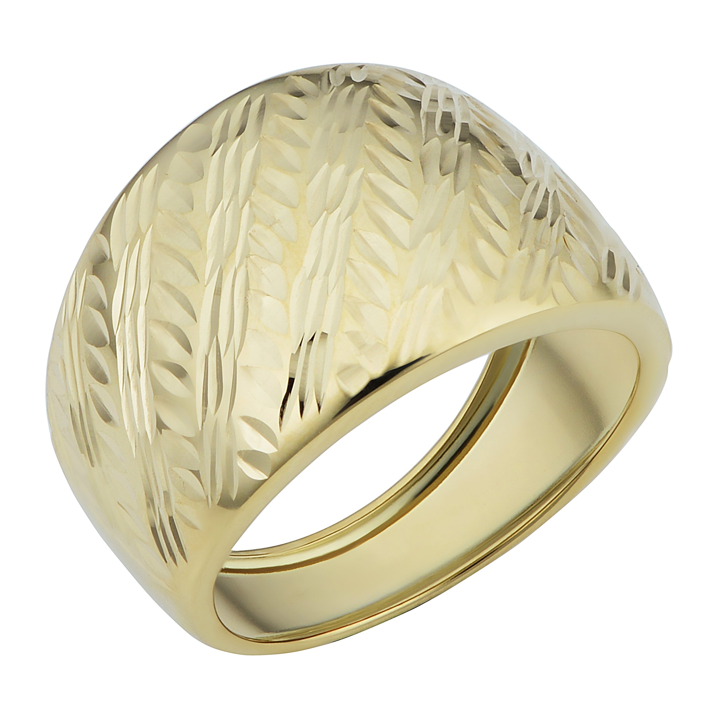 14k Yellow Gold Diamond Cut Cigar Band Ring fine designer jewelry for men and women