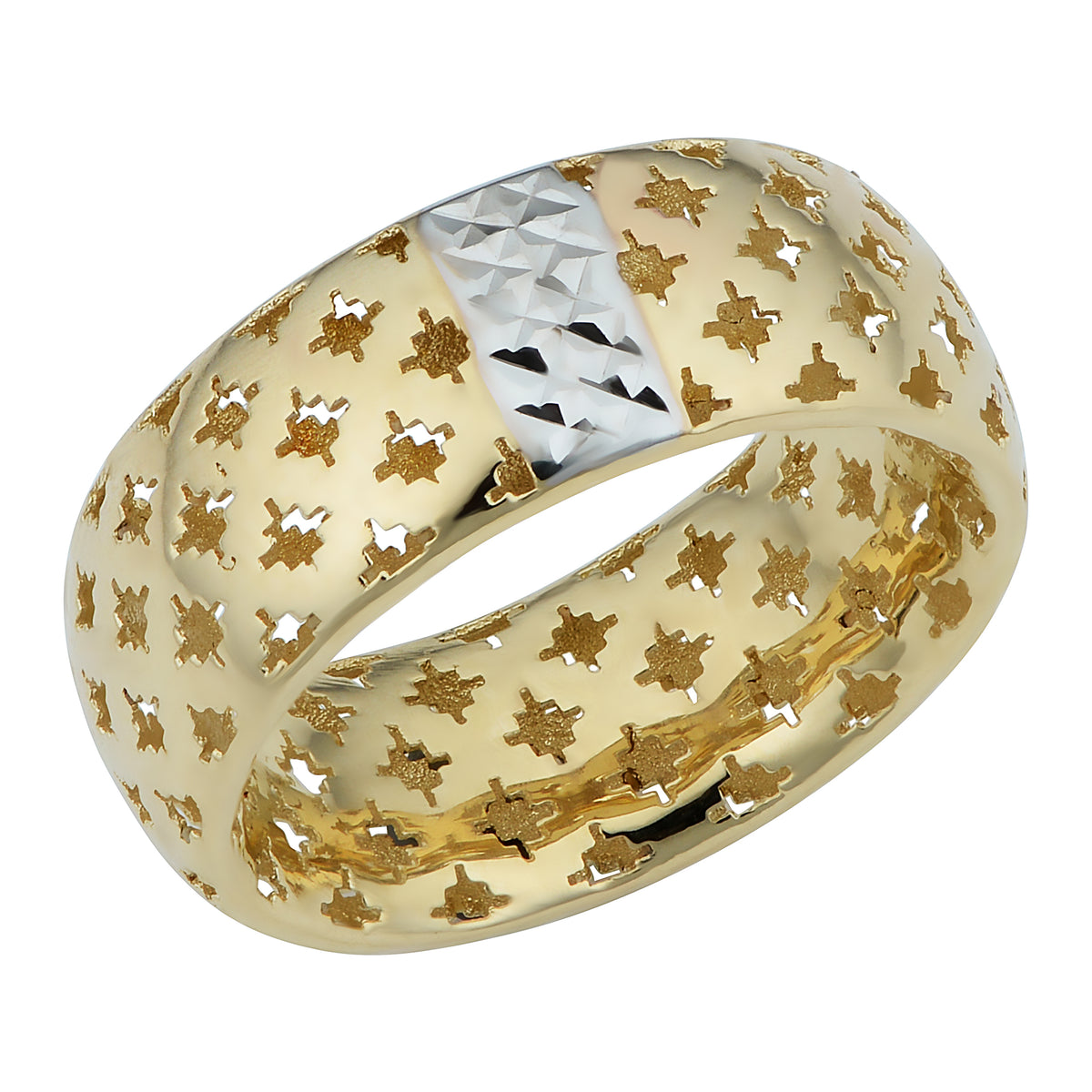 14k Yellow Gold 7.75mm Lattice Band Ring fine designer jewelry for men and women