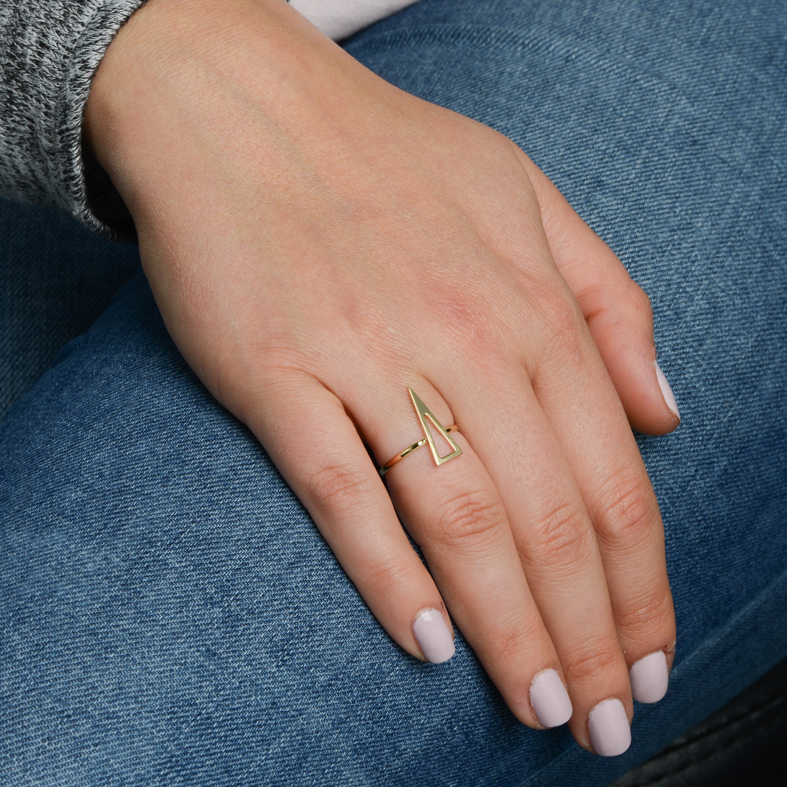 14k Yellow Gold Triangle Shape Ring fine designer jewelry for men and women