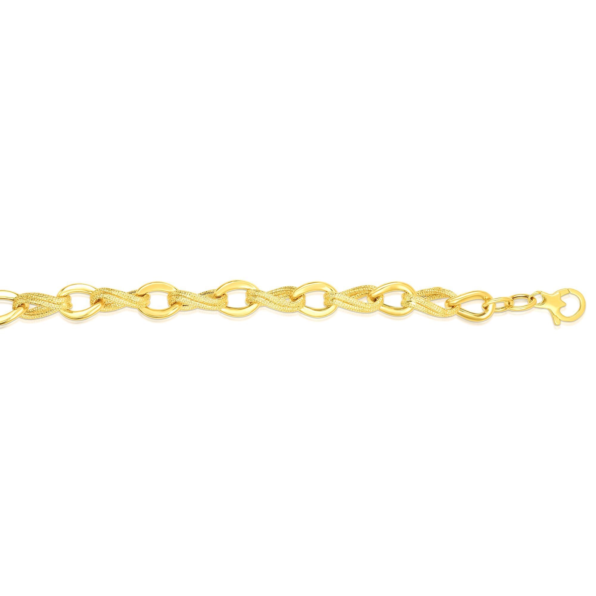 14k Yellow Gold Oval Link Fancy Bracelet, 8" fine designer jewelry for men and women