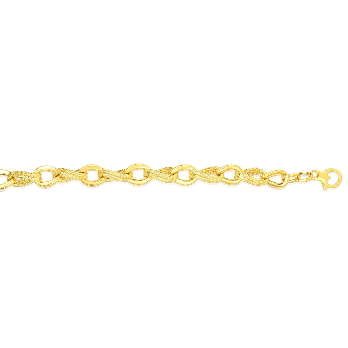 14k Yellow Gold Oval Link Fancy Bracelet, 8" fine designer jewelry for men and women