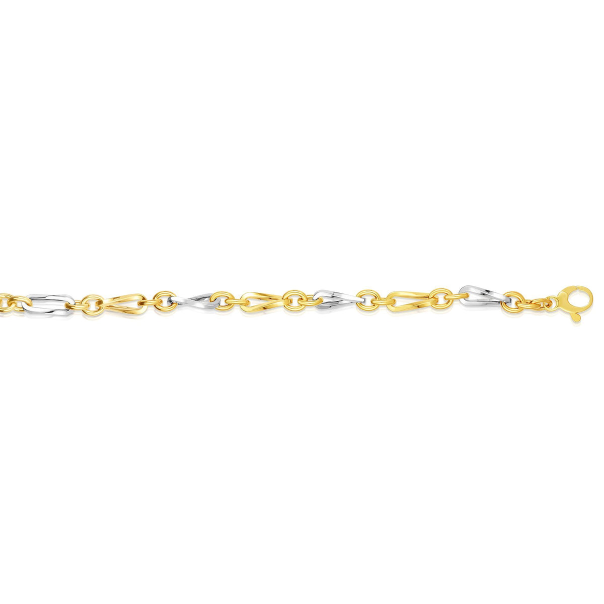 14k Yellow Gold Oval Link Fancy Bracelet, 7.75"