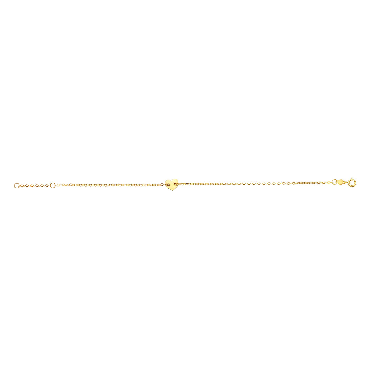 14k Yellow Gold Heart Charm Fancy Bracelet, 7" fine designer jewelry for men and women