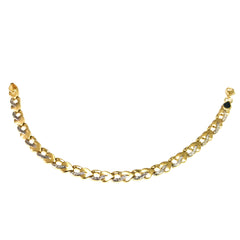 14k Yellow And White Gold Heart Links Bracelet, 7,25" fine designer jewelry for men and women