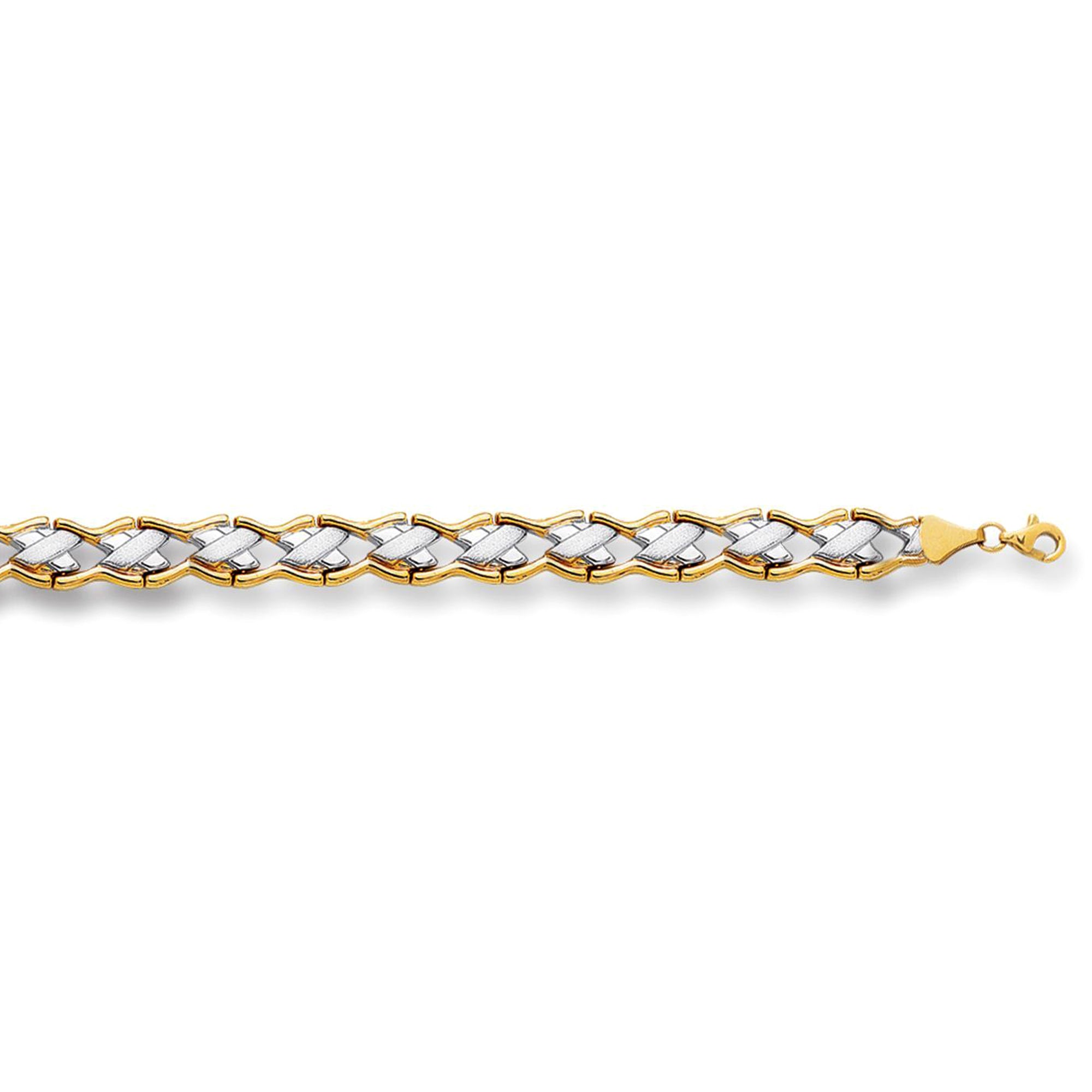 14k Yellow And White Gold Hugs And Kisses Link Bracelet, 7,25" fine designer jewelry for men and women
